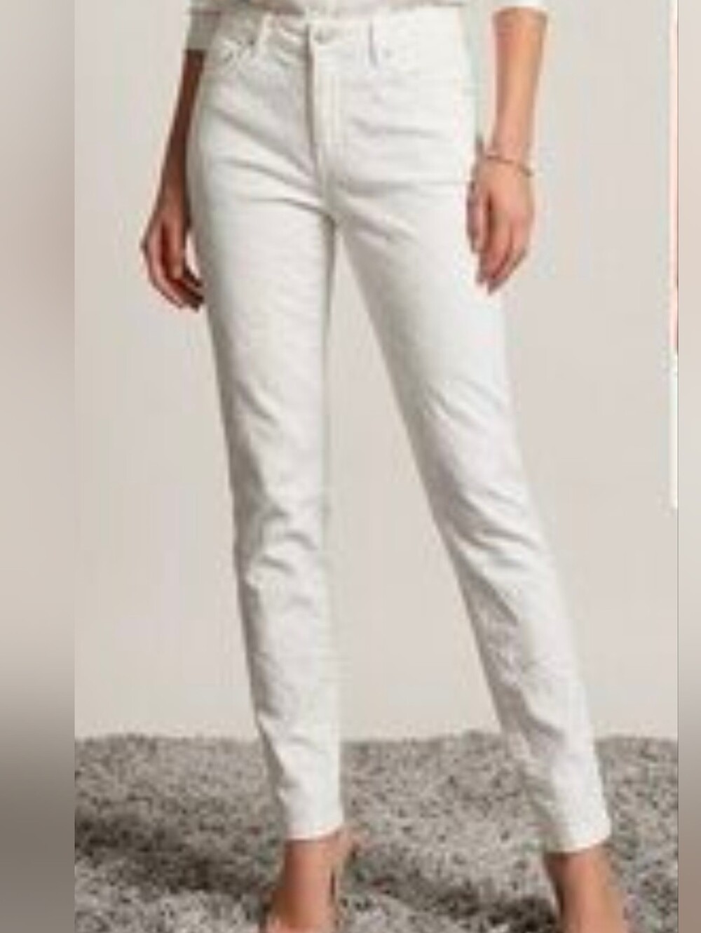 Cache White Reptile Textured Straight-Leg Women's Jeans Size 4